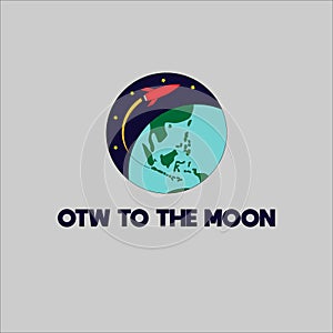 GO TO THE MOON FROM EARTH DESIGN LOGO VECTOR TEMPLATE