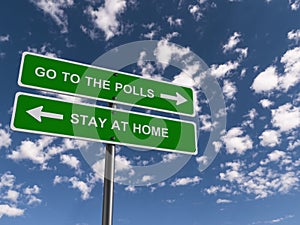 Go to the polls stay at home traffic sign