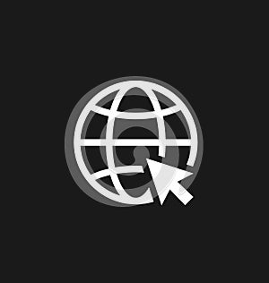 Go to web internet icon / sign in flat style isolated. Earth globe symbol for your web site, logo, app, UI design. Vector