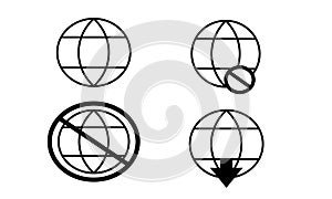 Go to web, not connected to internet, no internet and download Icon in trendy flat style, globe icon. Globe go to internet icon
