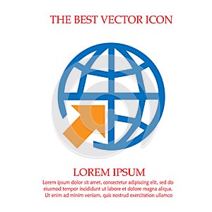 Go to web vector icon eps 10. Globe and arrow
