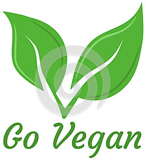 Go Vegan text with green leaves