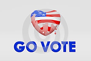 Go Vote heart USA national flag United States presidential elections 3D rendering banner American President campaign