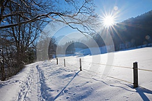 Go for a walk in idyllic winter landscape schliersee area