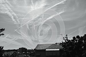 Go West. Almada sky. Clouds. Black and white photo. B&W