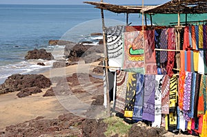 Goa: Fabric at flea market photo