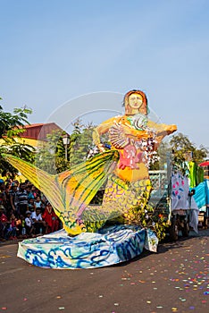 GOA, INDIA - Feb 23, 2020: Floats and characters on display during Carnival celebrations in Goa, India