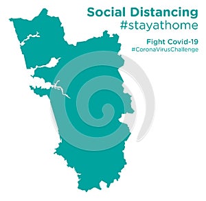 Goa map with Social Distancing stayathome tag