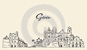 Goa skyline, India, hand drawn vector sketch photo