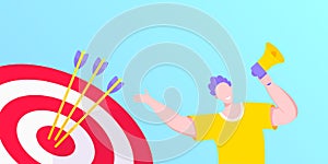 Goal achievemen business concept sport target icon and arrows in the bullseye.