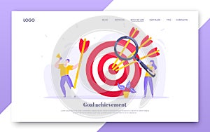 Goal achievement business concept sport target icon and arrow in the bullseye.