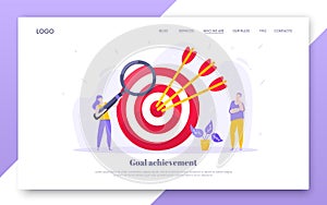 Goal achievement business concept sport target icon and arrow in the bullseye.