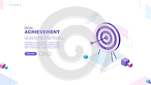 Goal achievement page concept. Archery target. Working on achieving the goal mataphor. Template for your design works.