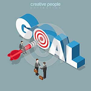 Goal achievement target letter flat 3d isometric vector