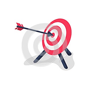 The goal and arrow. Reaches a goal. Aim in business concept