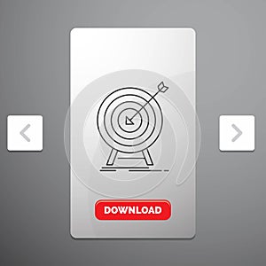 goal, hit, market, success, target Line Icon in Carousal Pagination Slider Design & Red Download Button