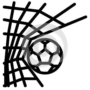 Goal icon. Soccer ball with net. Abstract sign and symbol for template design. Vector