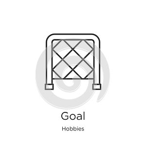 goal icon vector from hobbies collection. Thin line goal outline icon vector illustration. Outline, thin line goal icon for