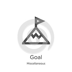 goal icon vector from miscellaneous collection. Thin line goal outline icon vector illustration. Outline, thin line goal icon for