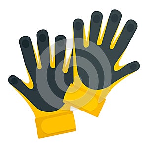 Goal keeper gloves icon, flat style
