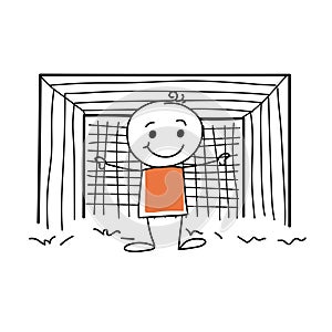 Goal keeper stick figure vector illustration