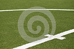 Goal kick line on soccer field