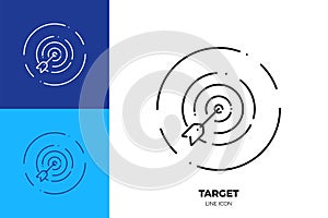 Goal line art vector icon. Outline symbol of dartboard