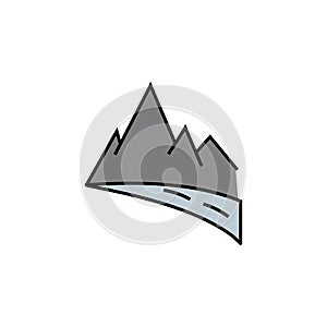 goal, mountain, achievements, nature line icon on white background. Elements of mountaineering icon. Can be used for web