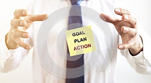 Goal, plan and action inscription. Business strategy