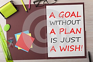 A Goal without a Plan is Just a Wish Concept