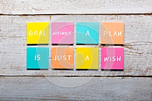 Goal without a plan is just a wish - motivational handwriting