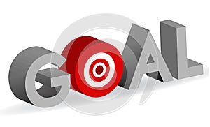 Goal word with bullseye target sign