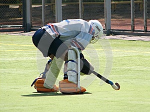 Goalkeeper bent over