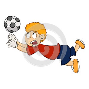 Goalkeeper catch the ball cartoon