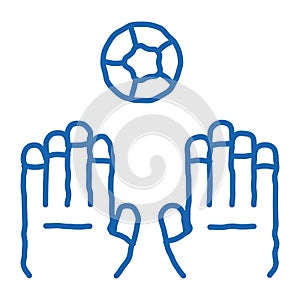 Goalkeeper Catches Ball doodle icon hand drawn illustration
