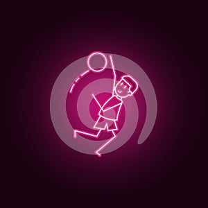 goalkeeper catches ball icon. Elements of Soccer in action in neon style icons. Simple icon for websites, web design, mobile app,