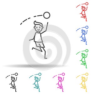 goalkeeper catches ball multi color style icon. Simple thin line, outline vector of soccer in action icons for ui and ux, website