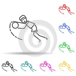 goalkeeper catches ball multi color style icon. Simple thin line, outline vector of soccer in action icons for ui and ux, website