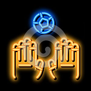 Goalkeeper Catches Ball neon glow icon illustration