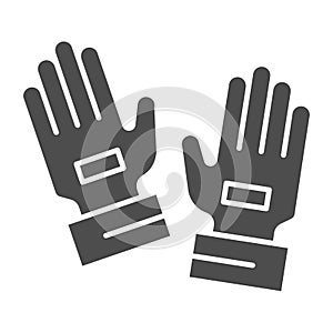 Goalkeeper gloves solid icon. Goal keeper gauntlets, soccer protection symbol, glyph style pictogram on white background