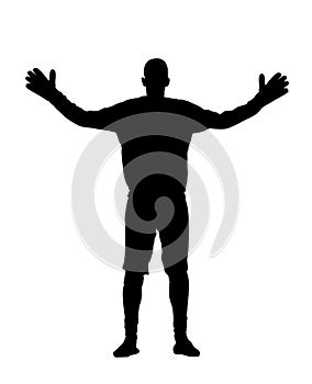 Goalkeeper on goal defends penalty. Soccer player in action vector silhouette illustration isolated on white background. Football