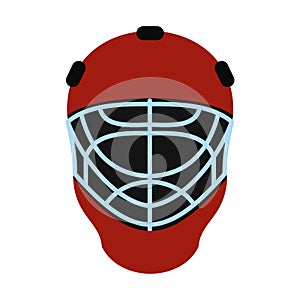 Goalkeeper hockey helmet flat icon photo
