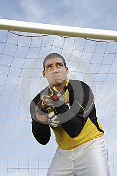 Goalkeeper holding ball