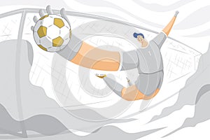 Goalkeeper illustration art with ball in goal