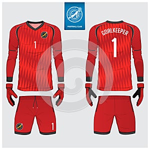 Goalkeeper jersey or soccer kit, long sleeve jersey, goalkeeper glove template design. t-shirt mock up. Front, back view uniform.