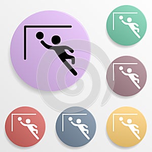 Goalkeeper jumps to ball badge color set icon. Simple glyph, flat vector of sport icons for ui and ux, website or mobile