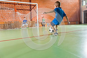 Goalkeeper kicking the soccer ball