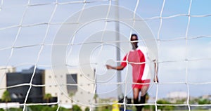 Goalkeeper misses a save in the field