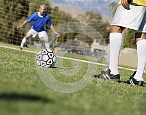 Goalkeeper Ready To Block A Shot