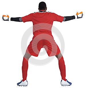 Goalkeeper in red ready to save